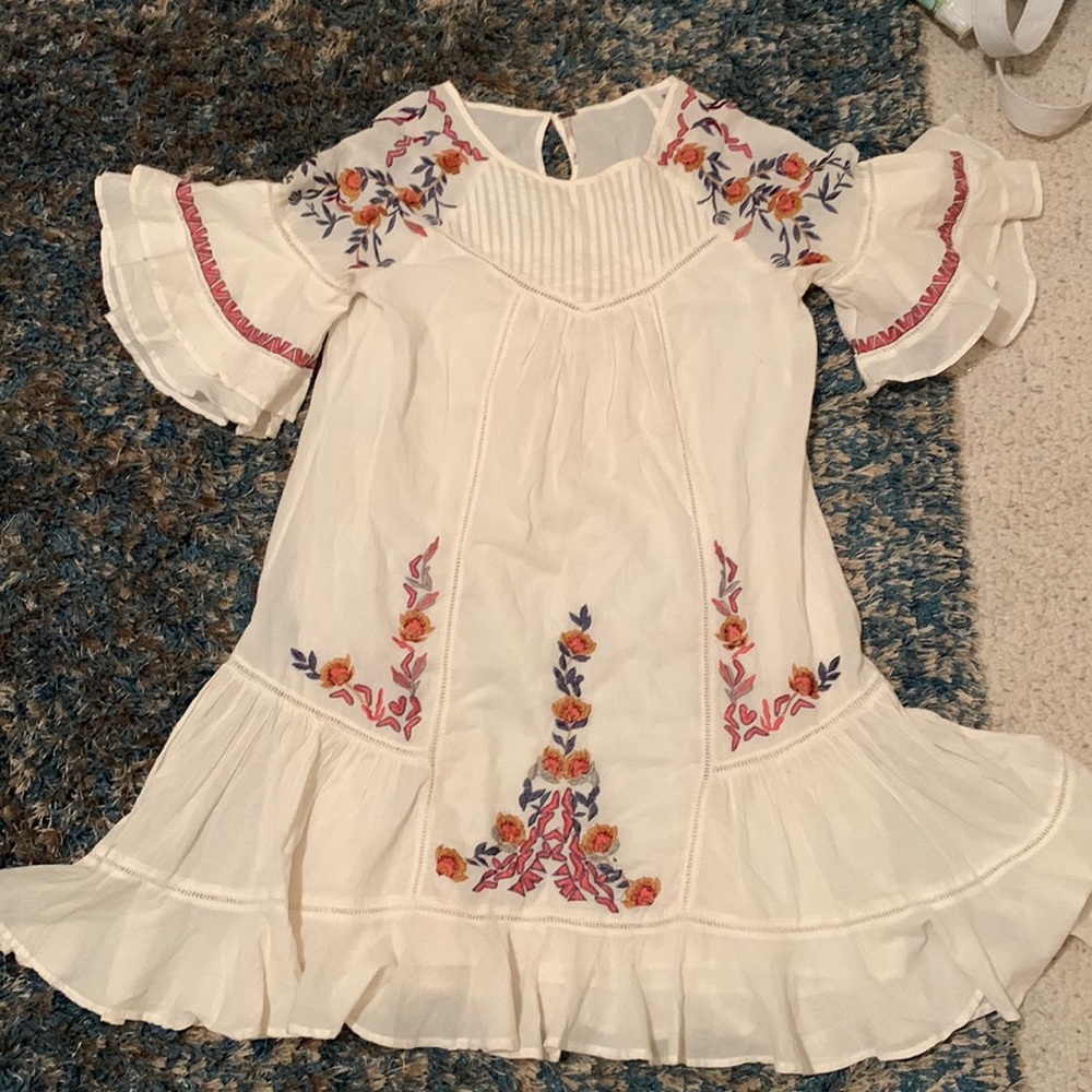 Free People XS BOHO CARNIVAL Dress Ivory Embroidered lined Pavlo